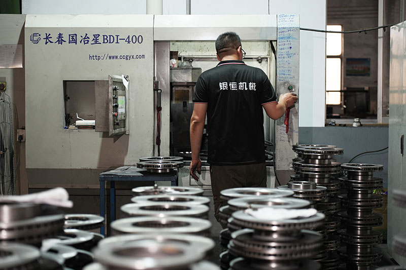 CNC machining cell turning brake discs at the YNHI plant